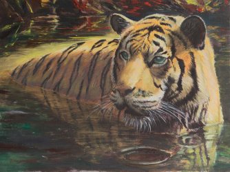 Oil on Panel Wildlife Painting