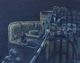 Still Life with Buccaneering items Oil on Panel | 36x28 cm / 14x11 in