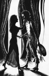 Constance and d'Artagnan Traditional Ink Drawing | 28x43 cm / 11x17 in