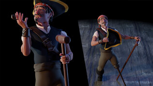 Pirate Captain John Silver 3D Character | Blender