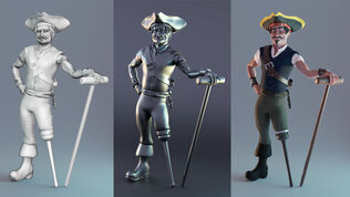Pirate Captain John Silver 3D Character | Blender